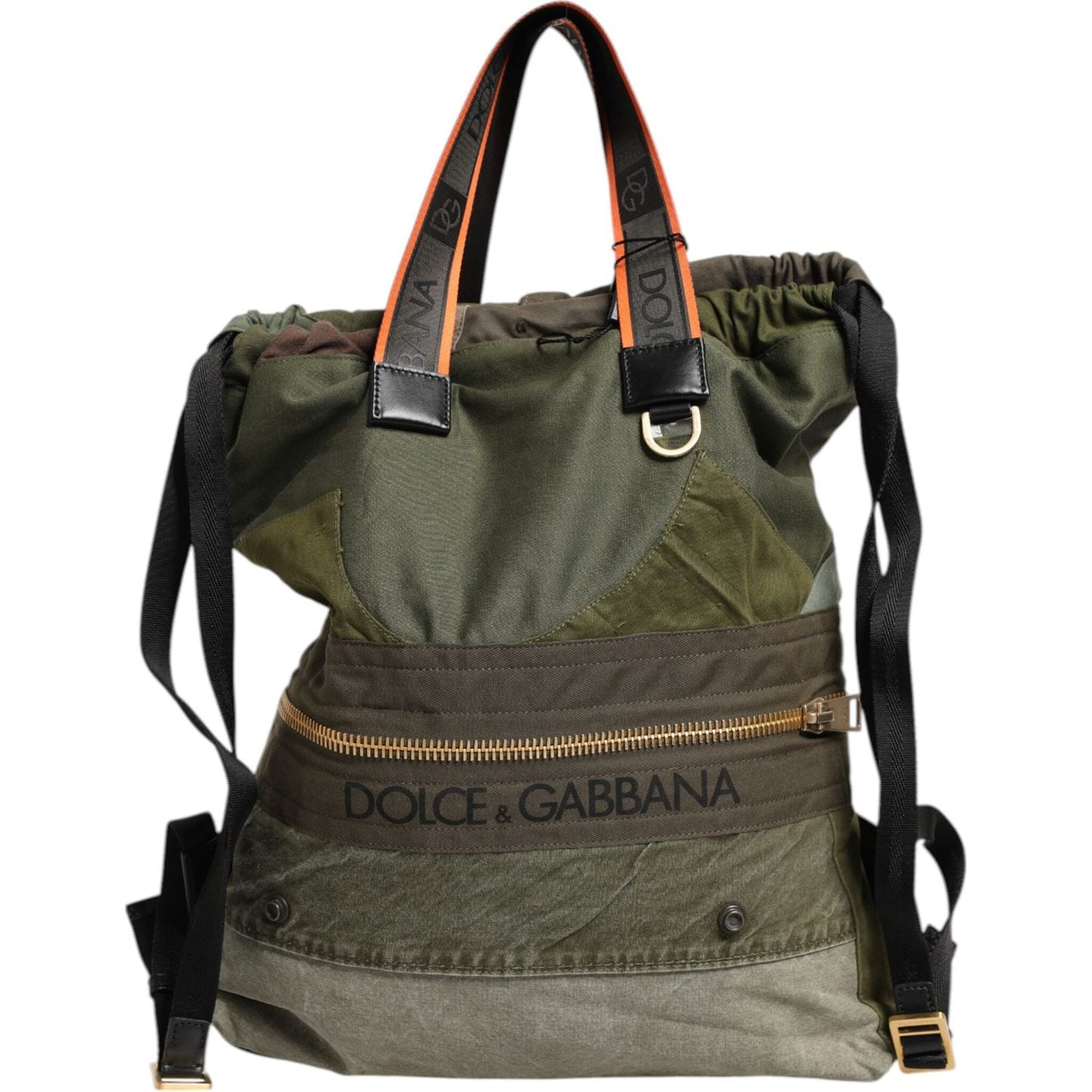 Dolce & Gabbana Military Green Patchwork Rucksack Backpack Bag BAG4636
