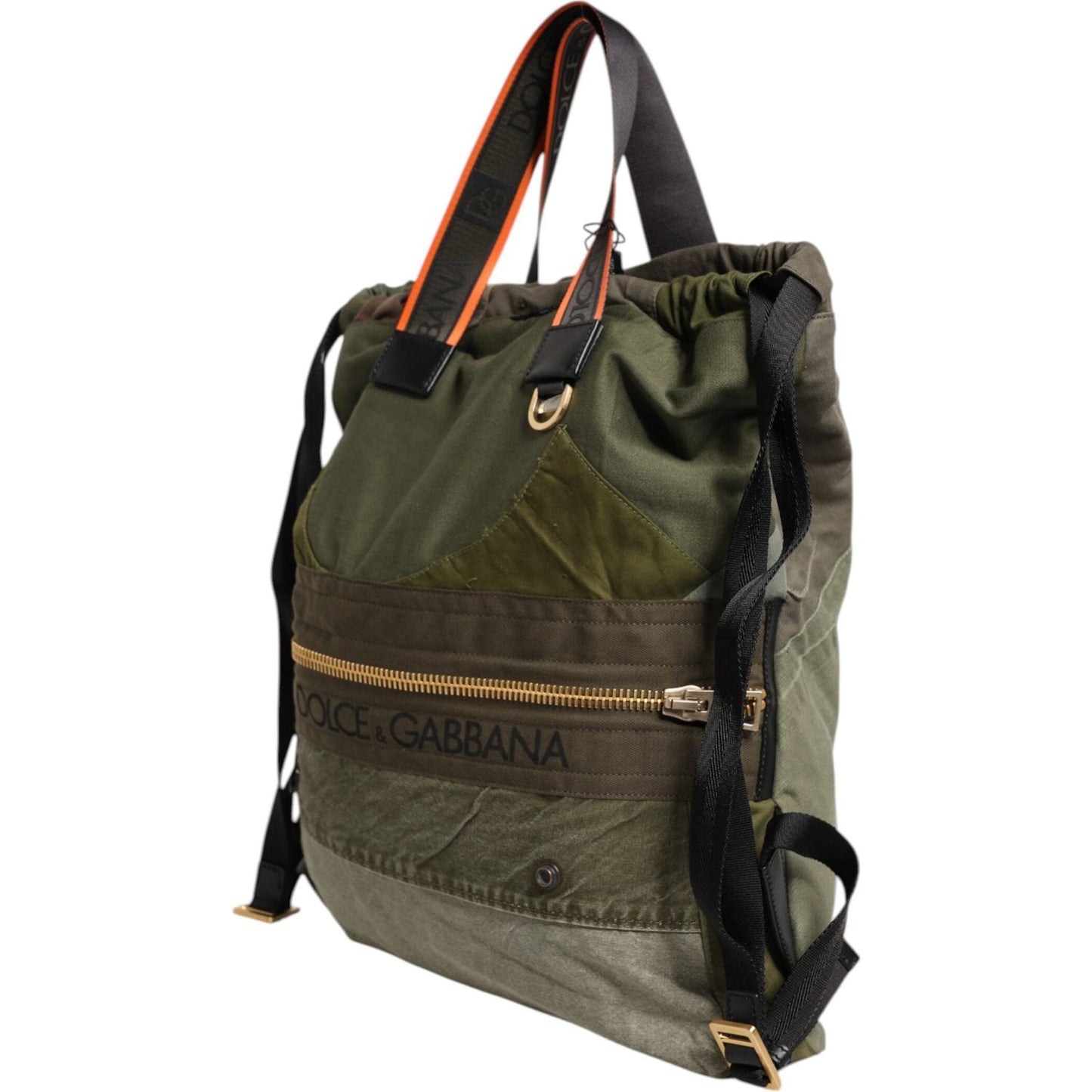 Dolce & Gabbana Military Green Patchwork Rucksack Backpack Bag BAG4636