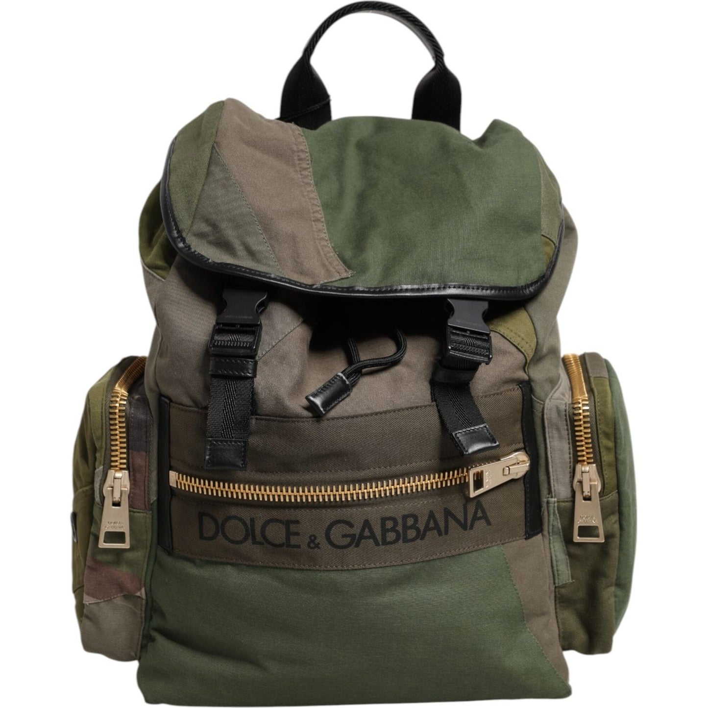Dolce & Gabbana Military Green Patchwork Rucksack Backpack Bag BAG4640