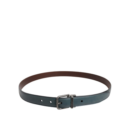 Dolce & Gabbana Green Classic Leather Metal Logo Buckle Belt