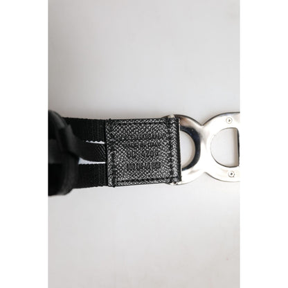 Dolce & Gabbana Black Cotton Metal DG Logo Gold Buckle Belt