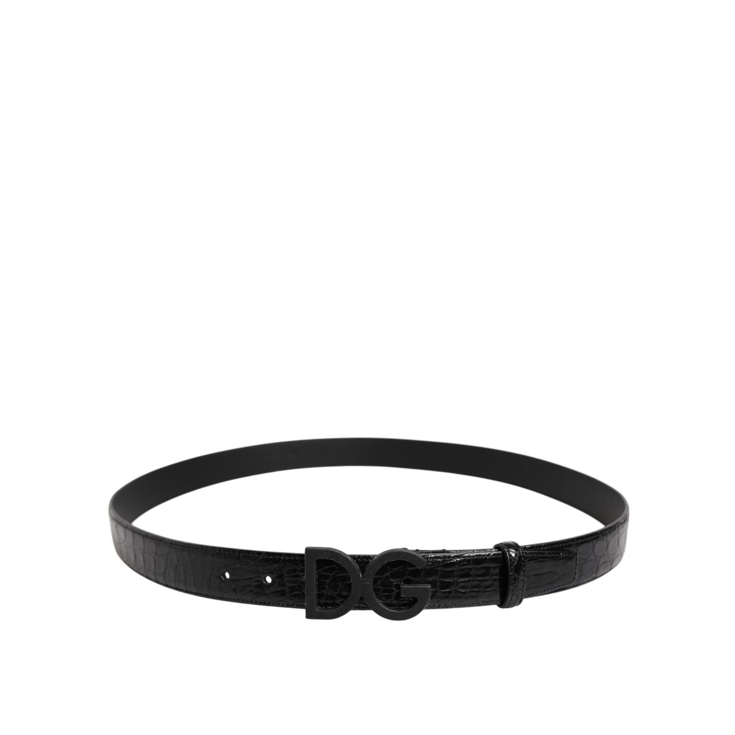 Dolce & Gabbana Black Leather Classic Metal DG Buckle Belt