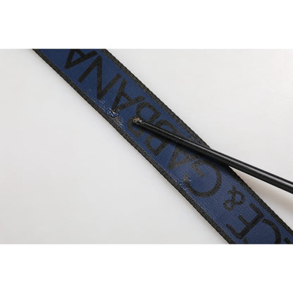 Dolce & Gabbana Blue Black Polyester Metal Buckle Belt