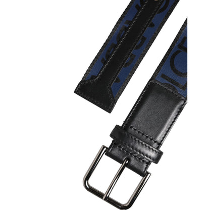 Dolce & Gabbana Blue Black Polyester Metal Buckle Belt