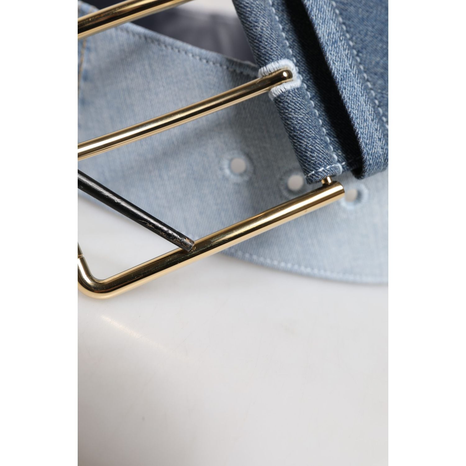 Dolce & Gabbana Two Tone Blue Denim Gold Metal Buckle Belt