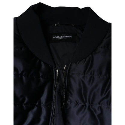 Dolce & Gabbana Dark Blue Quilted Full Zip Bomber Jacket