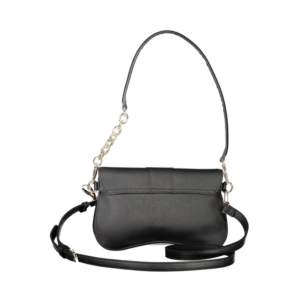 Mario Valentino Black Polyethylene Women Handbag with adjustable strap and snap closure