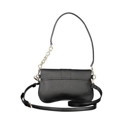 Mario Valentino Black Polyethylene Women Handbag with adjustable strap and snap closure