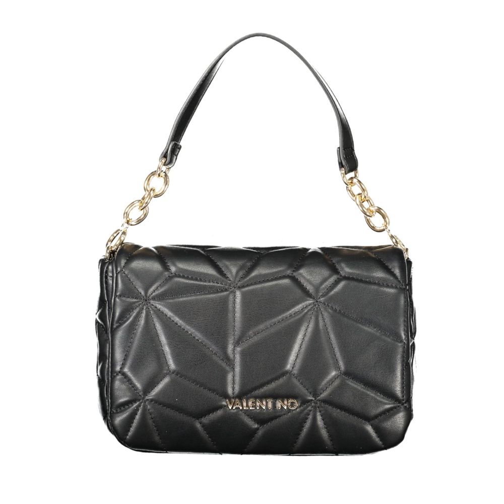 Mario Valentino Black Polyethylene Women Handbag with chain handle and geometric design