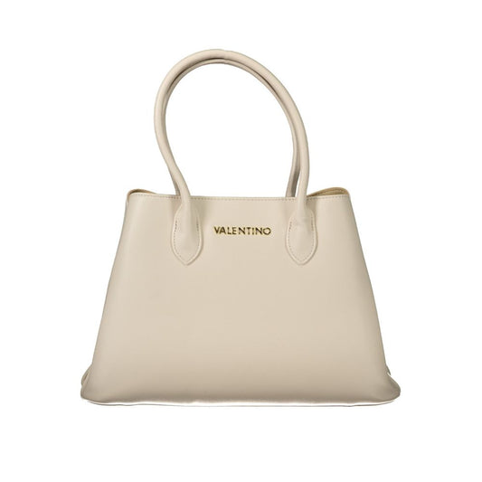 Mario Valentino Beige Polyethylene Women Handbag with detachable strap and functional compartments for modern elegance.