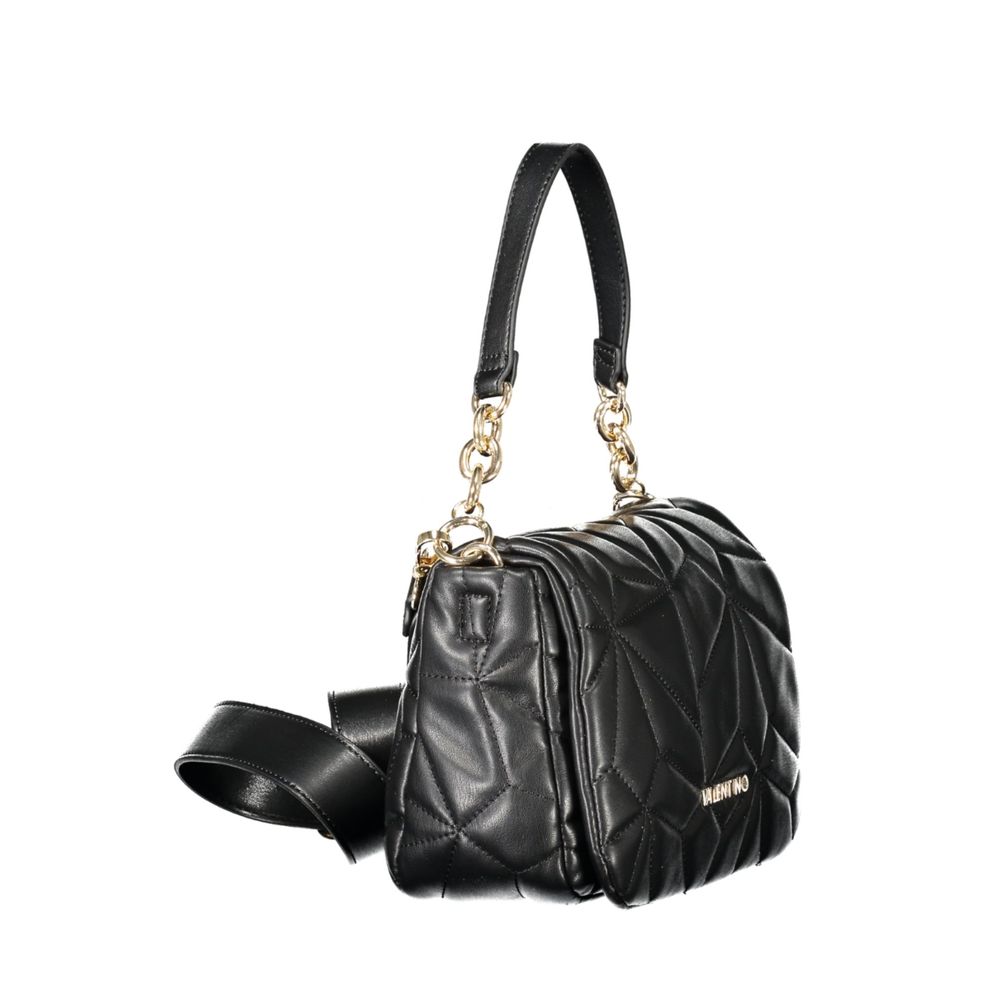 Mario Valentino Black Polyethylene Women Handbag with chain handle and detachable strap