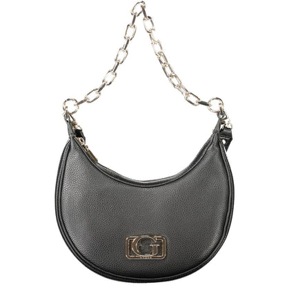 Guess Jeans Black Polyethylene Women Handbag with chain shoulder handle, luxurious and stylish design for versatile wear.