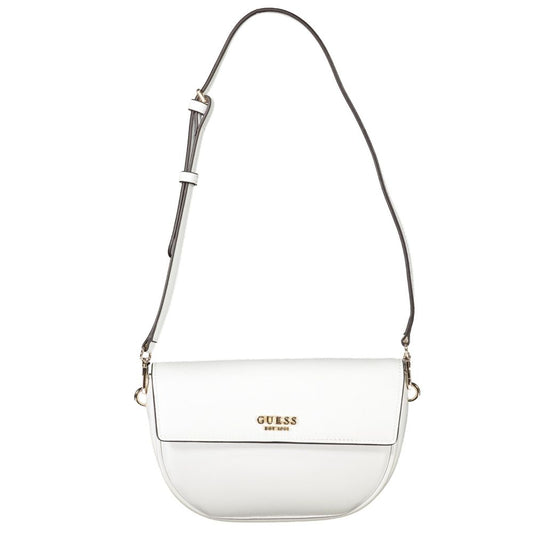 Guess Jeans White Polyethylene Women Handbag with adjustable strap, showcasing chic design and functionality.