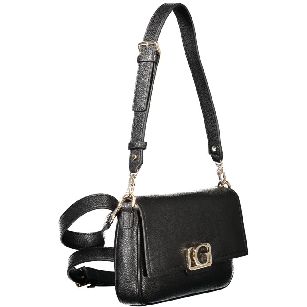 Guess Jeans Black Polyethylene Women Handbag with adjustable shoulder strap and pockets for style and functionality