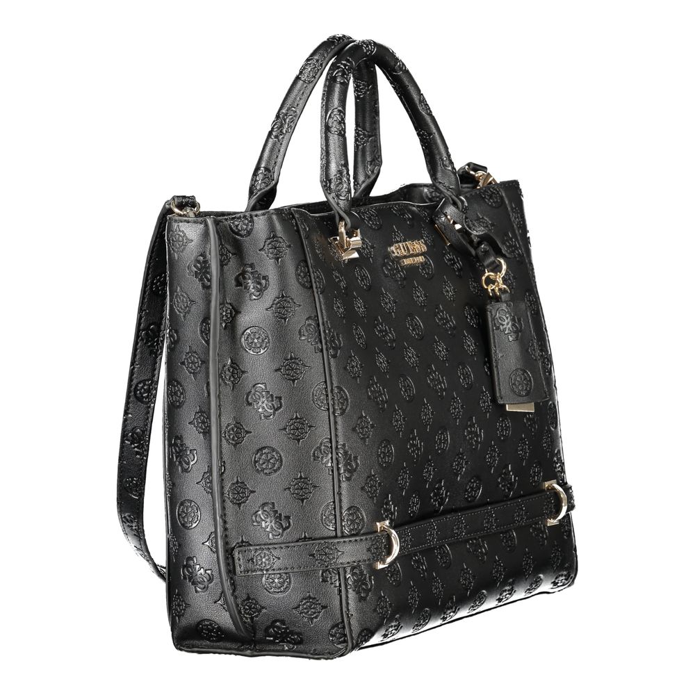 Alt Tag: Guess Jeans Black Polyethylene Women Handbag with handles and detachable strap