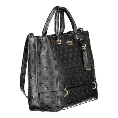 Alt Tag: Guess Jeans Black Polyethylene Women Handbag with handles and detachable strap