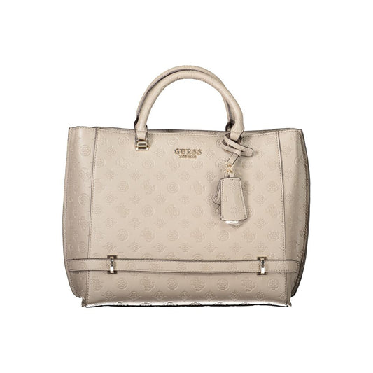 Guess Jeans Brown Polyethylene Women Handbag featuring chic design with dual handles and detachable shoulder strap for versatility.