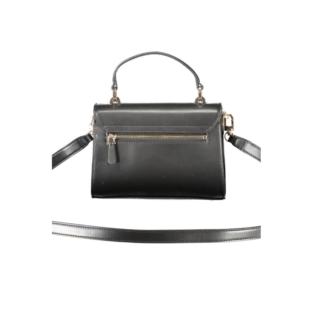 Guess Jeans Black Polyethylene Women Handbag with adjustable strap and external pocket, eco-friendly and stylish, perfect for versatile use.