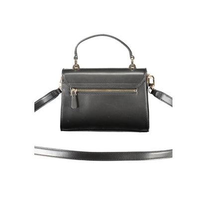 Guess Jeans Black Polyethylene Women Handbag with adjustable strap and external pocket, eco-friendly and stylish, perfect for versatile use.