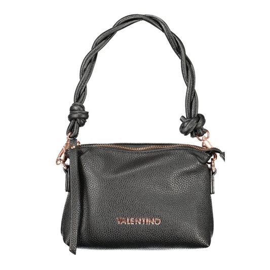 Mario Valentino Black Polyethylene Women Handbag with shoulder strap and logo, showcasing premium design and elegance.