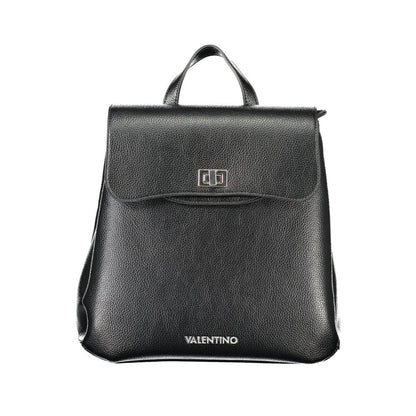 Mario Valentino Black Polyethylene Women Backpack with sleek design and luxury appeal.