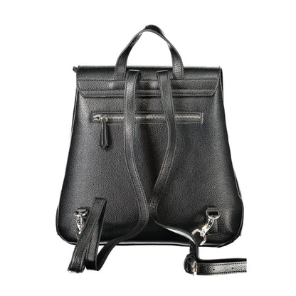 Mario Valentino Black Polyethylene Women Backpack with adjustable shoulder straps and sleek design