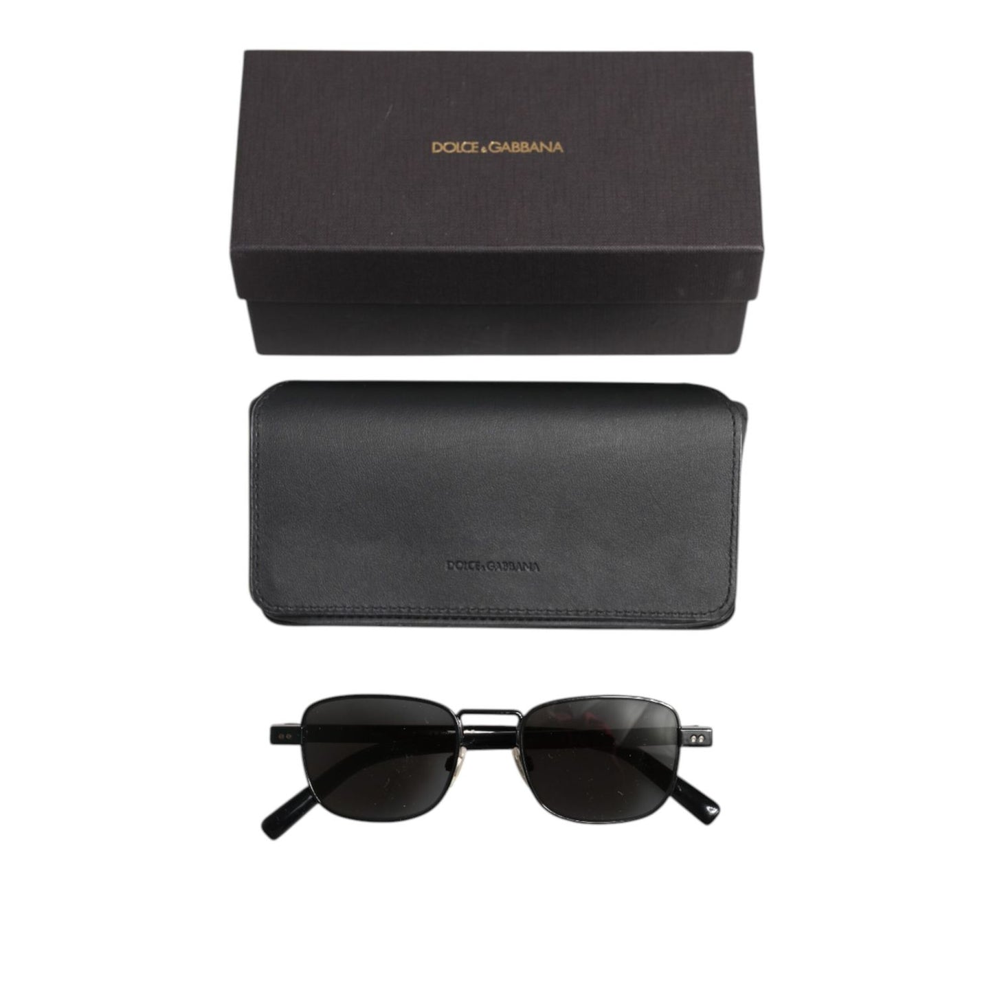 Dolce & Gabbana Black Metal Frame Square Lenses DG2222 Eyewear Sunglasses