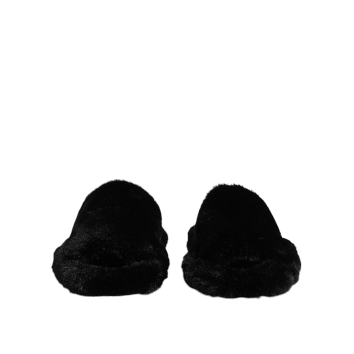 Dolce & Gabbana Black Polyester Velvet Slides Slipper Shoes