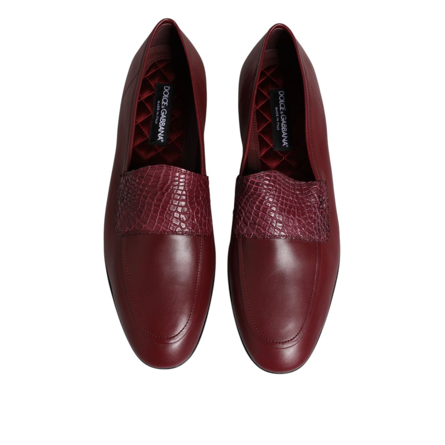 Dolce & Gabbana Burgundy Calfskin Leather Formal Slip On Shoes