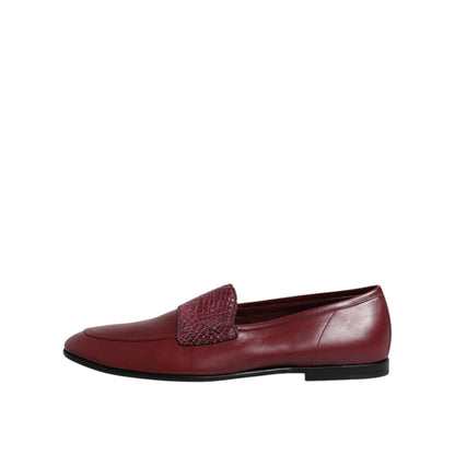 Dolce & Gabbana Burgundy Calfskin Leather Formal Slip On Shoes