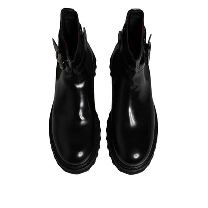 Dolce & Gabbana Black Belted DG Logo Men Chelsea Boots Shoes