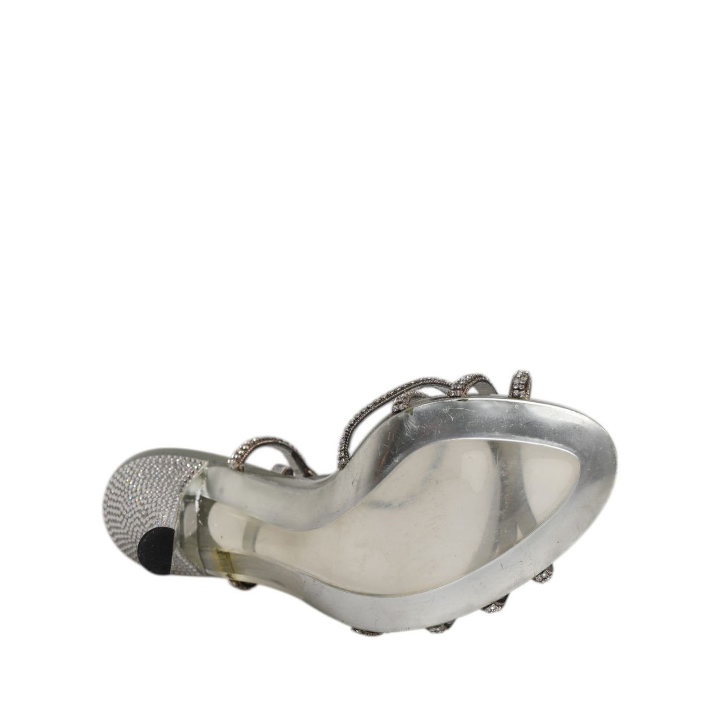 Dolce & Gabbana Silver Strass Ankle Strap Heels Sandals Shoes