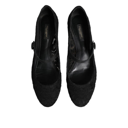 Dolce & Gabbana Black Vally Taormina Floral Lace Pumps Shoes