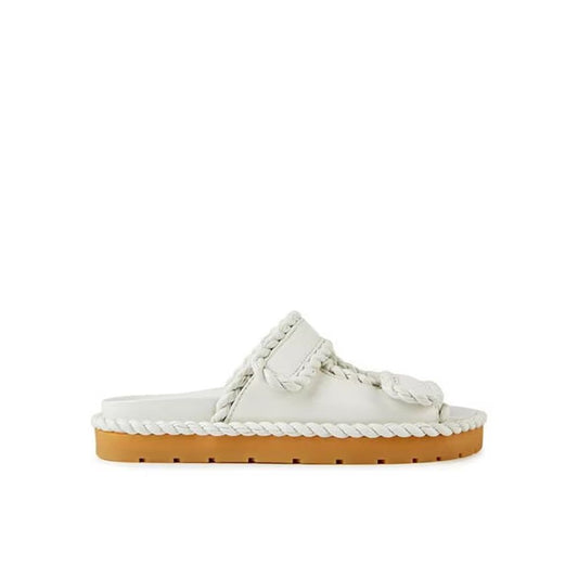 Bottega Veneta White Lamb Leather Flat Sandals