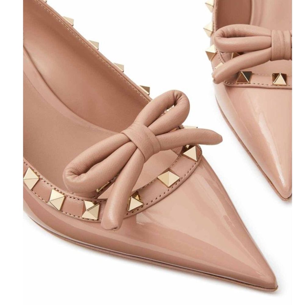 Valentino Garavani Beige Calfskin Mid Heel Pumps