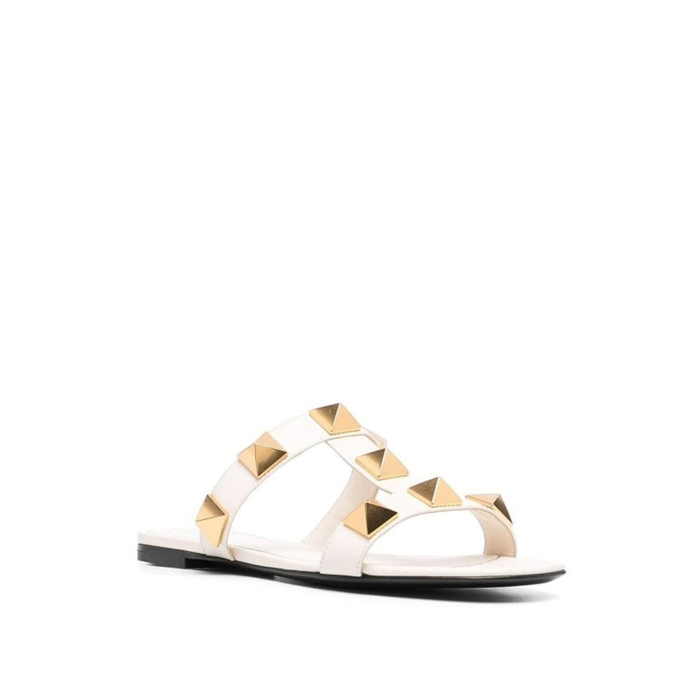 Valentino Garavani White Calfskin Flat Sandals