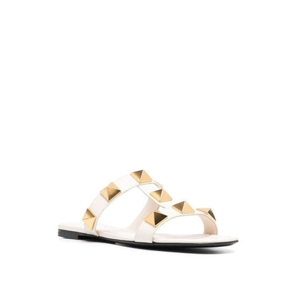 Valentino Garavani White Calfskin Flat Sandals