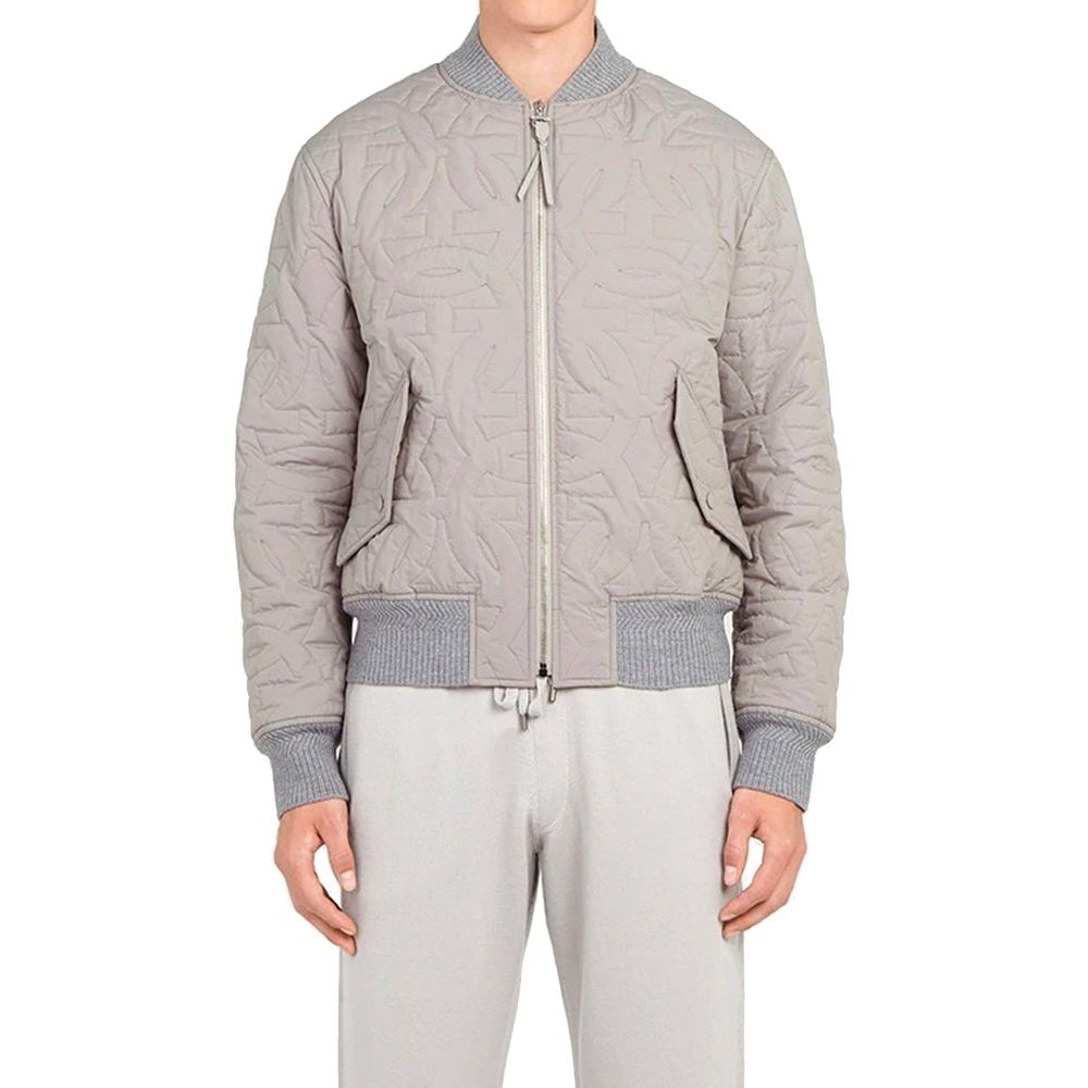 Salvatore Ferragamo Gray Polyester Bomber