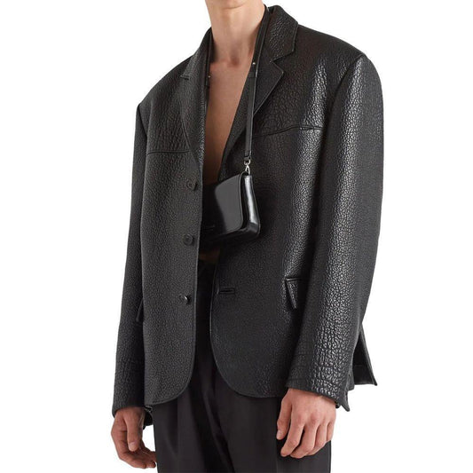 Prada Single-Breasted Leather Jacket PR-8735547031764-IT46 | S