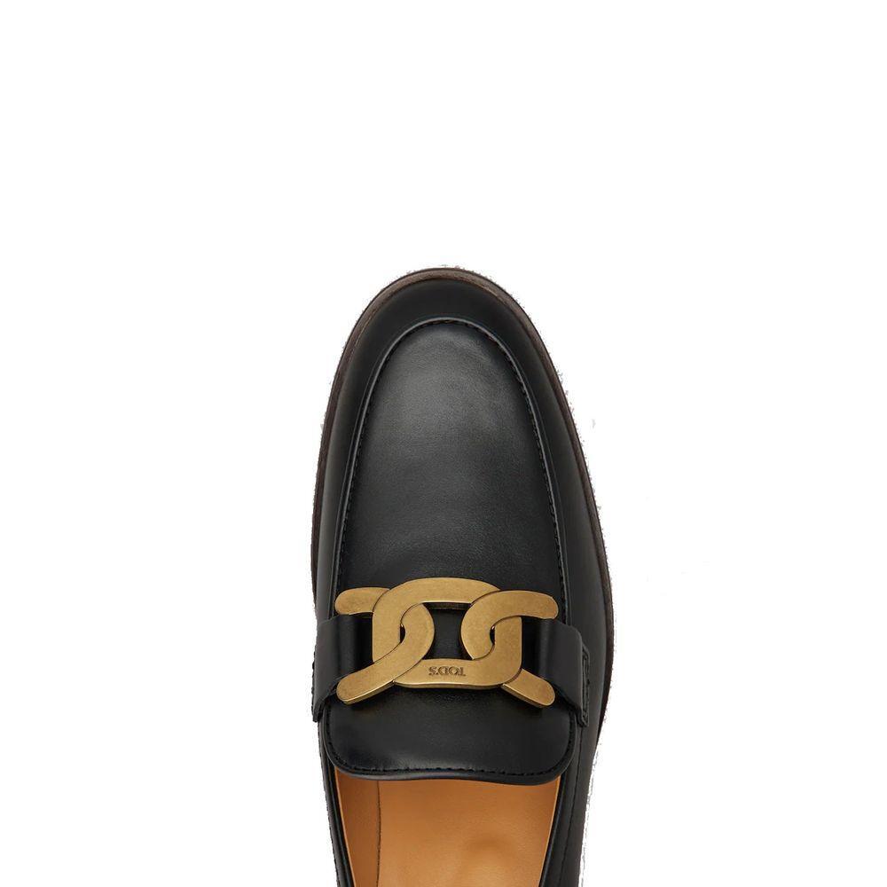 Tod's Black Calfskin Slip-On Loafers