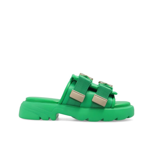 Bottega Veneta Green Nylon Slides