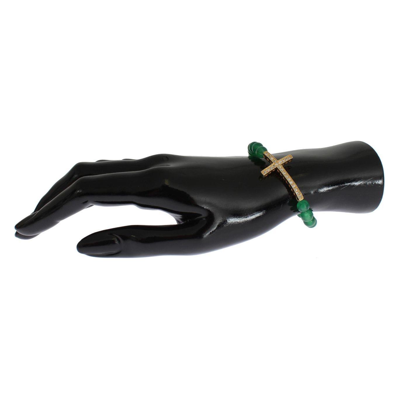 سوار نيالايا الأنيق المصنوع من خرز اليشم الأخضر والمطلي بالذهب