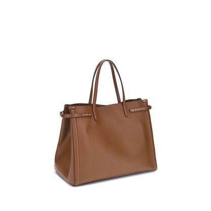 Valentino Garavani Brown Calf Leather Bos Taurus Shoulder Bag
