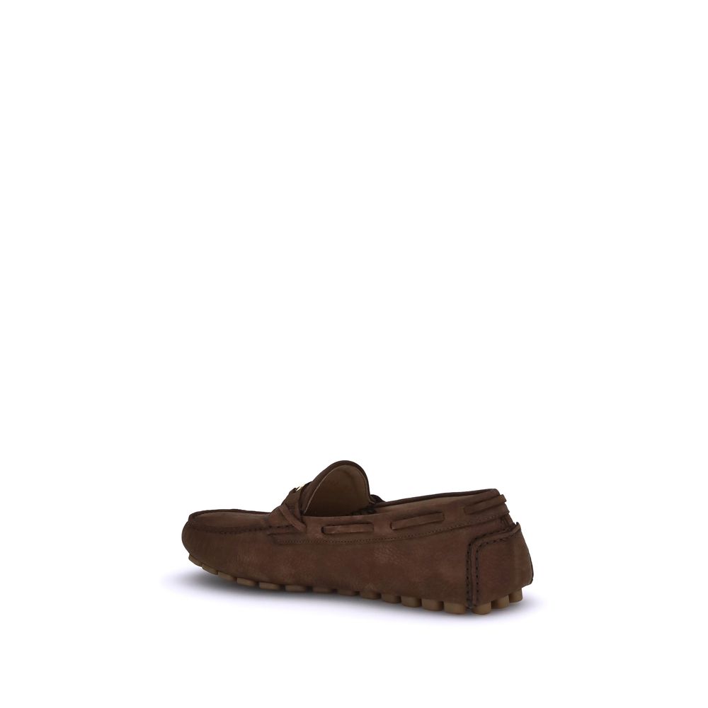 Valentino Garavani Brown Suede Slip-On Loafers