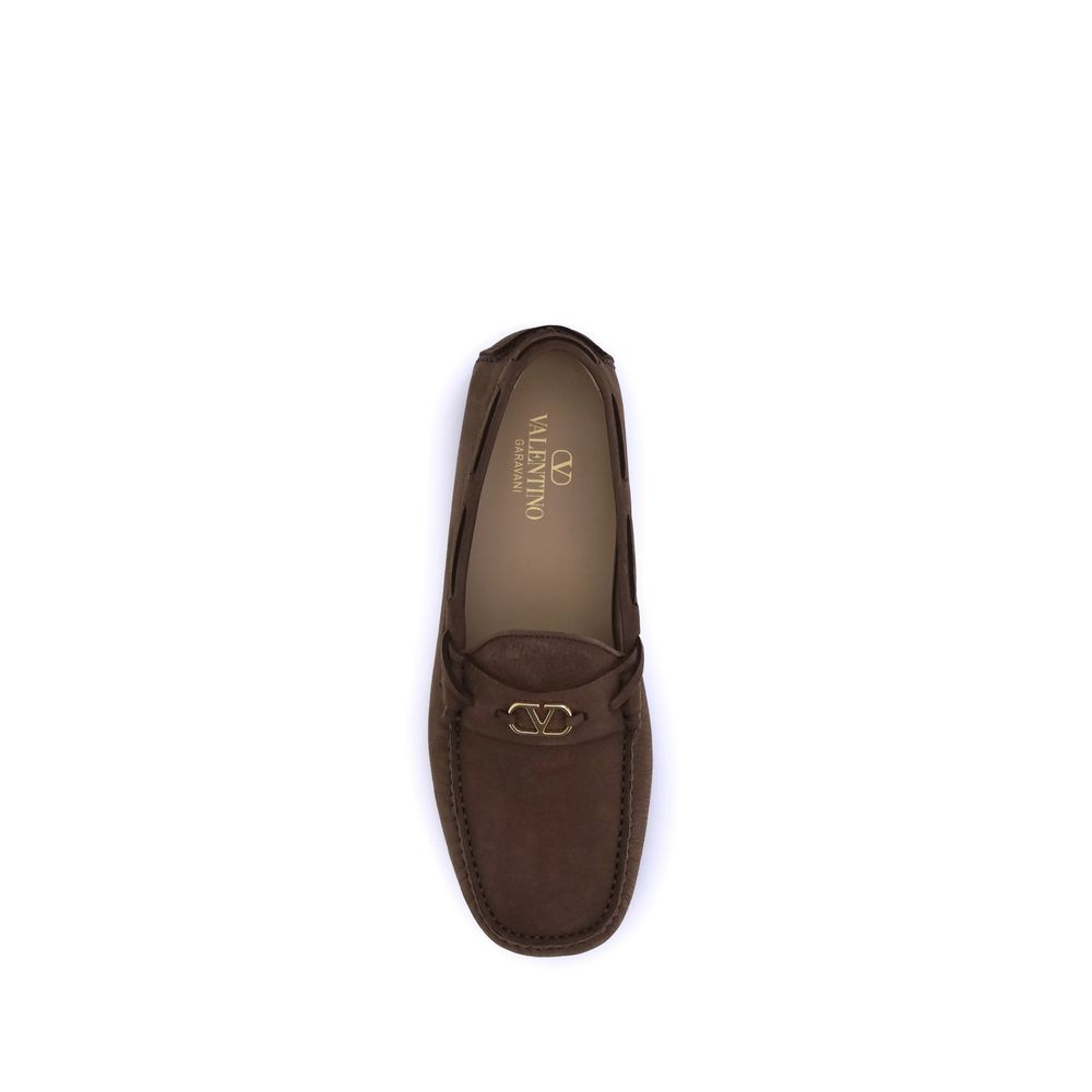 Valentino Garavani Brown Suede Slip-On Loafers