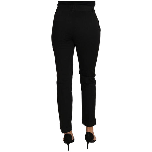 Dolce & Gabbana Elegant Black Cotton Dress Pants Dolce & Gabbana Black