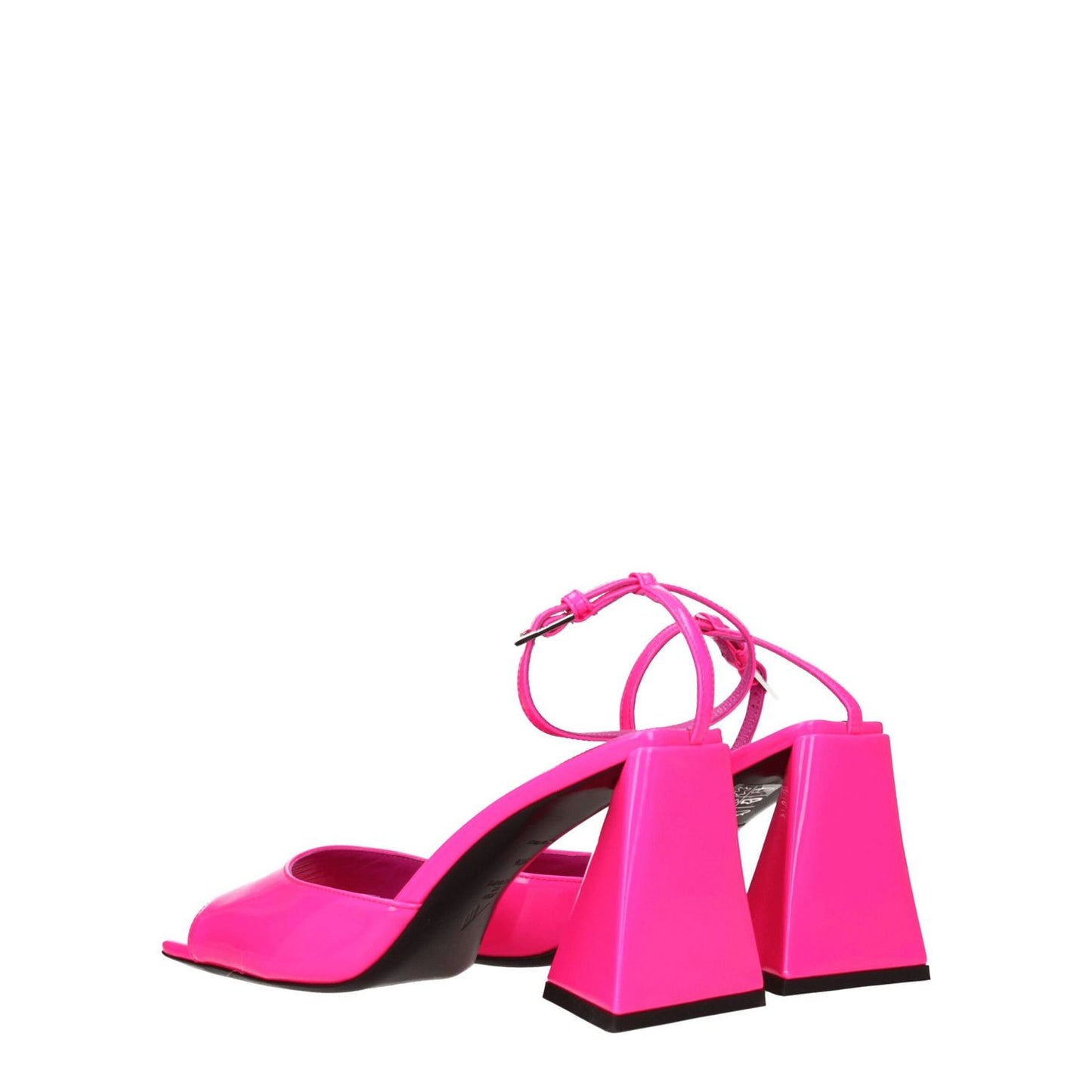 The Attico Pink Leather Stiletto Heel Sandals with buckle closure, high heel, and open toe design, MPN S599E056168.