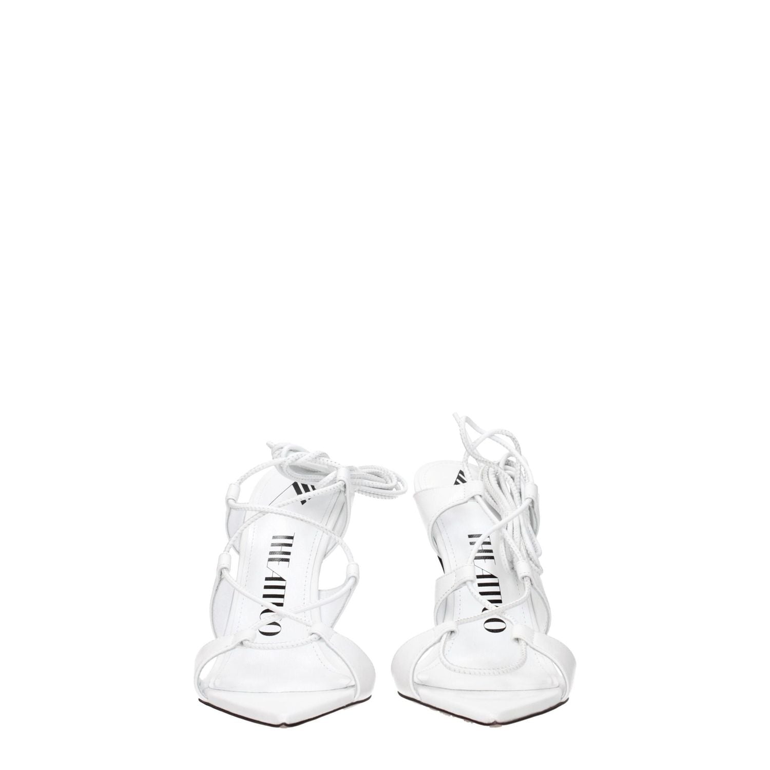 The Attico White Leather Stiletto Heel Sandals