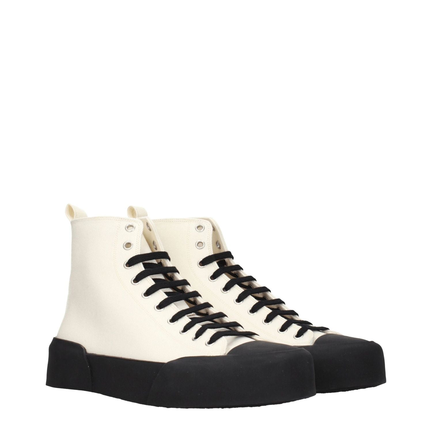 Jil Sander Beige Fabric High Top Sneakers