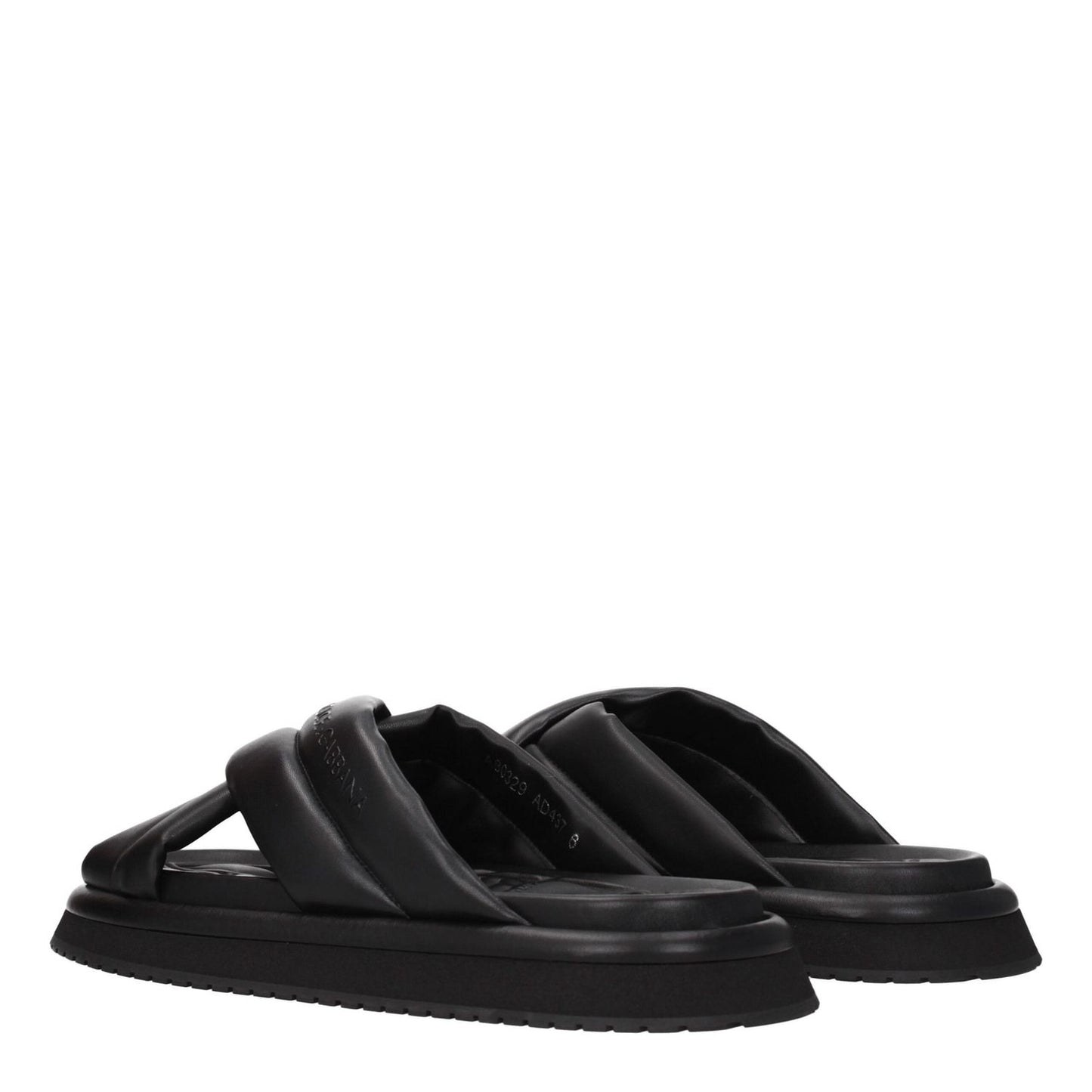 Dolce & Gabbana Black Leather Slippers